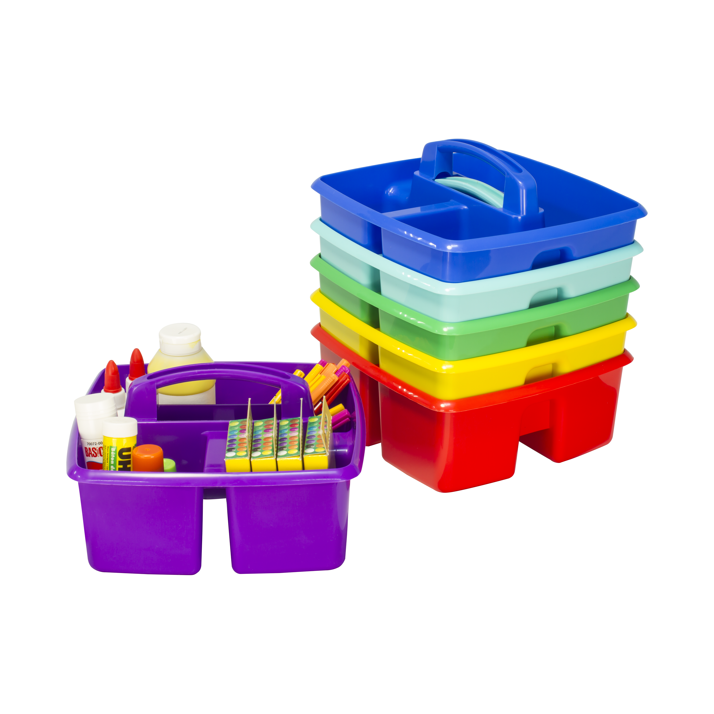 Storex Plastic Desktop Organizer Caddy with Handle, Craft and